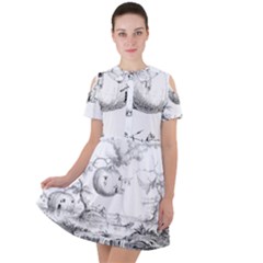 Vectors Fantasy Fairy Tale Sketch Short Sleeve Shoulder Cut Out Dress  by Sapixe