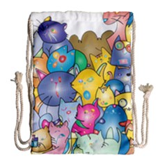 Cats Cartoon Cats Colorfulcats Drawstring Bag (large) by Sapixe