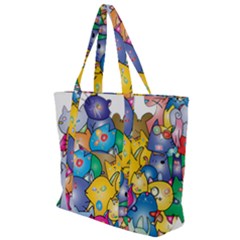 Cats Cartoon Cats Colorfulcats Zip Up Canvas Bag