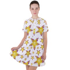 Isolated Transparent Starfish Short Sleeve Shoulder Cut Out Dress 