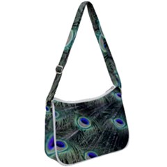 Plumage Peacock Feather Colorful Zip Up Shoulder Bag