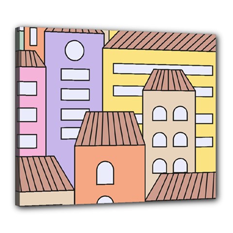 Houses City Architecture Building Canvas 24  X 20  (stretched)