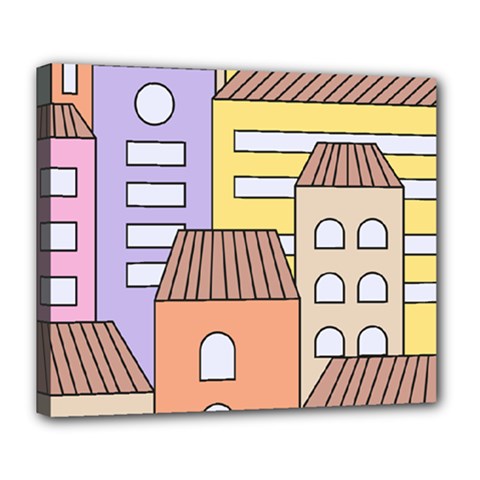Houses City Architecture Building Deluxe Canvas 24  X 20  (stretched)