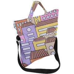 Houses City Architecture Building Fold Over Handle Tote Bag