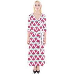 Illustration Watermelon Fruit-food Melon Quarter Sleeve Wrap Maxi Dress