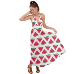 Illustration Watermelon Fruit-food Melon Backless Maxi Beach Dress