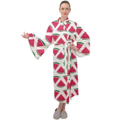 Illustration Watermelon Fruit Food Melon Maxi Velour Kimono