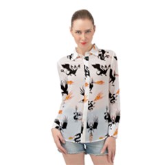 Phoenix Dragon Fire Bird Long Sleeve Chiffon Shirt