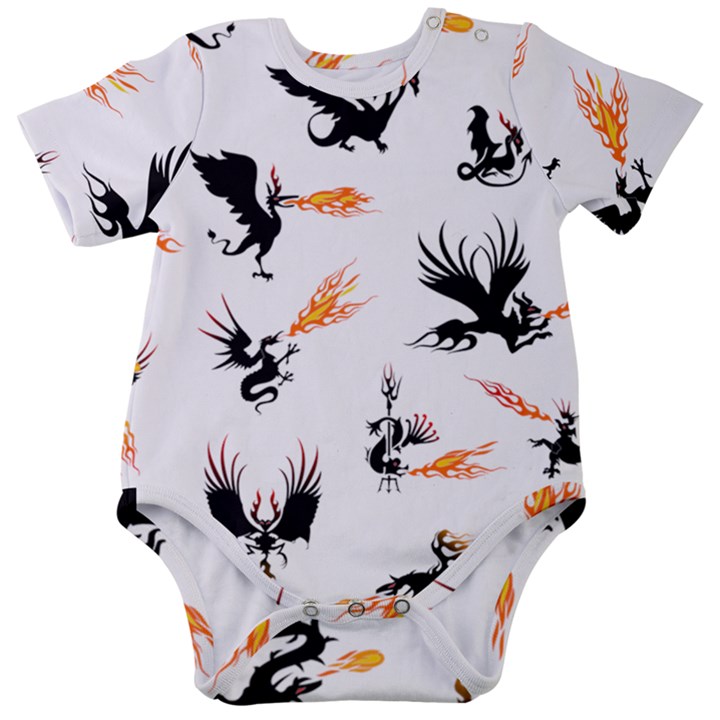 Phoenix Dragon Fire Bird Baby Short Sleeve Onesie Bodysuit