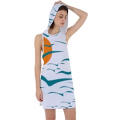 Sunset Glow Sun Bird Racer Back Hoodie Dress by Sapixe