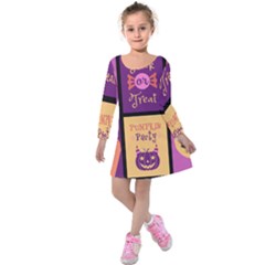 Halloween Cute Cartoon Kids  Long Sleeve Velvet Dress