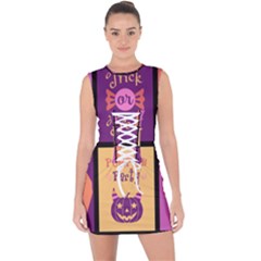 Halloween Cute Cartoon Lace Up Front Bodycon Dress