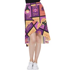 Halloween Cute Cartoon Frill Hi Low Chiffon Skirt