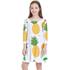 Fruits Cartoon Kids  Quarter Sleeve Skater Dress