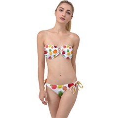 Fruits Cartoon Twist Bandeau Bikini Set by Sapixe