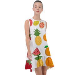 Fruits Cartoon Frill Swing Dress