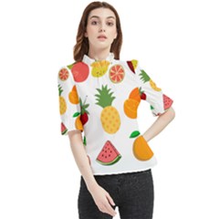 Fruits Cartoon Frill Neck Blouse