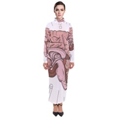 Cerebrum Human Structure Cartoon Human Brain Turtleneck Maxi Dress