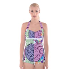 Brain Heart Balance Boyleg Halter Swimsuit 