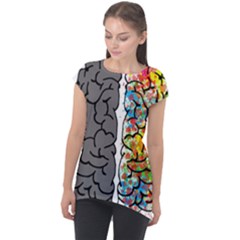 Brain Mind Psychology Idea Hearts Cap Sleeve High Low Top