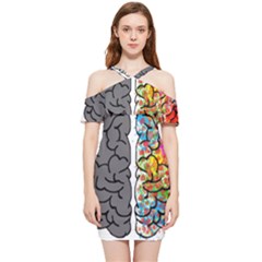 Brain Mind Psychology Idea Hearts Shoulder Frill Bodycon Summer Dress