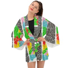 Clip Art Brain Halves Long Sleeve Kimono