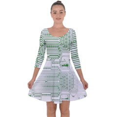 Circuit Board Quarter Sleeve Skater Dress