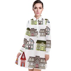 Houses Long Sleeve Chiffon Shirt Dress