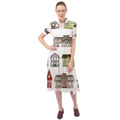 Houses Keyhole Neckline Chiffon Dress