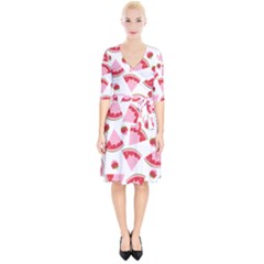 Pink Watermeloon Wrap Up Cocktail Dress