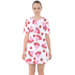 Pink Watermeloon Sixties Short Sleeve Mini Dress