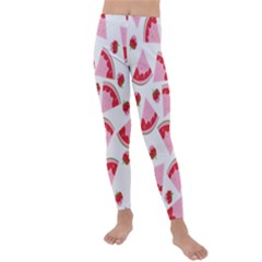 Pink Watermeloon Kids  Lightweight Velour Leggings by Sapixe