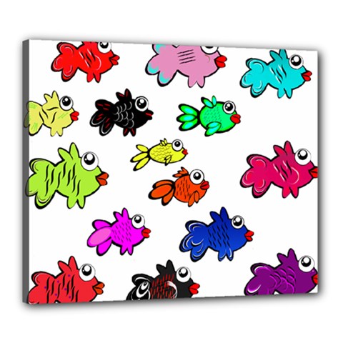 Fish Fishes Marine Life Swimming Water Canvas 24  X 20  (stretched)