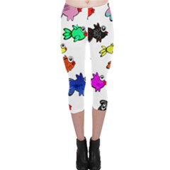 Fish Fishes Marine Life Swimming Water Capri Leggings 