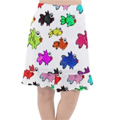 Fish Fishes Marine Life Swimming Water Fishtail Chiffon Skirt by Sapixe