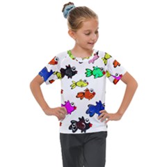 Fish Fishes Marine Life Swimming Water Kids  Mesh Piece Tee