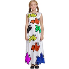 Fish Fishes Marine Life Swimming Water Kids  Satin Sleeveless Maxi Dress