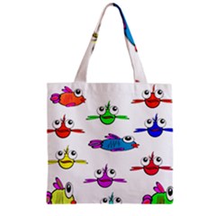 Fish Swim Cartoon Funnycute Zipper Grocery Tote Bag