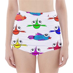 Fish Swim Cartoon Funnycute High-waisted Bikini Bottoms