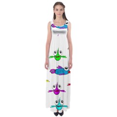 Fish Swim Cartoon Funnycute Empire Waist Maxi Dress