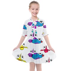 Fish Swim Cartoon Funnycute Kids  All Frills Chiffon Dress