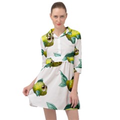 Fish Vector Green Mini Skater Shirt Dress