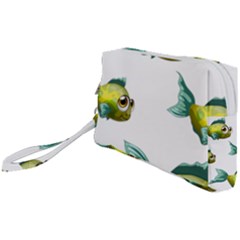 Fish Vector Green Wristlet Pouch Bag (small)