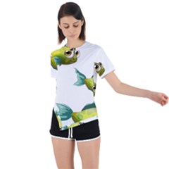 Fish Vector Green Asymmetrical Short Sleeve Sports Tee by Sapixe