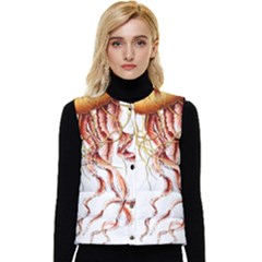 Animal Art Forms In Nature Jellyfish Women s Short Button Up Puffer Vest by Sapixe