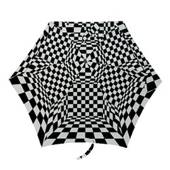 Black And White Chess Checkered Spatial 3d Mini Folding Umbrellas