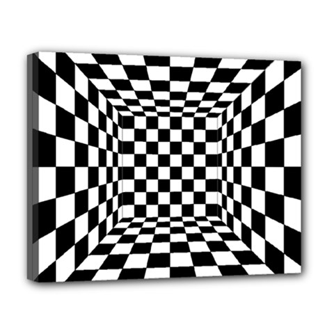 Black And White Chess Checkered Spatial 3d Deluxe Canvas 20  X 16  (stretched)