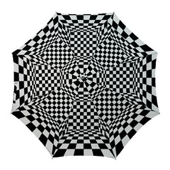 Black And White Chess Checkered Spatial 3d Golf Umbrellas