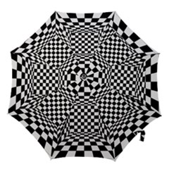 Black And White Chess Checkered Spatial 3d Hook Handle Umbrellas (medium)