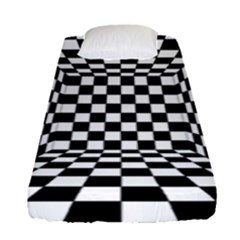 Black And White Chess Checkered Spatial 3d Fitted Sheet (single Size) by Sapixe